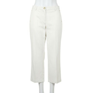 St. John Sport Cropped Straight Leg Pants White Gold Grommets Mid Rise Cotton 16